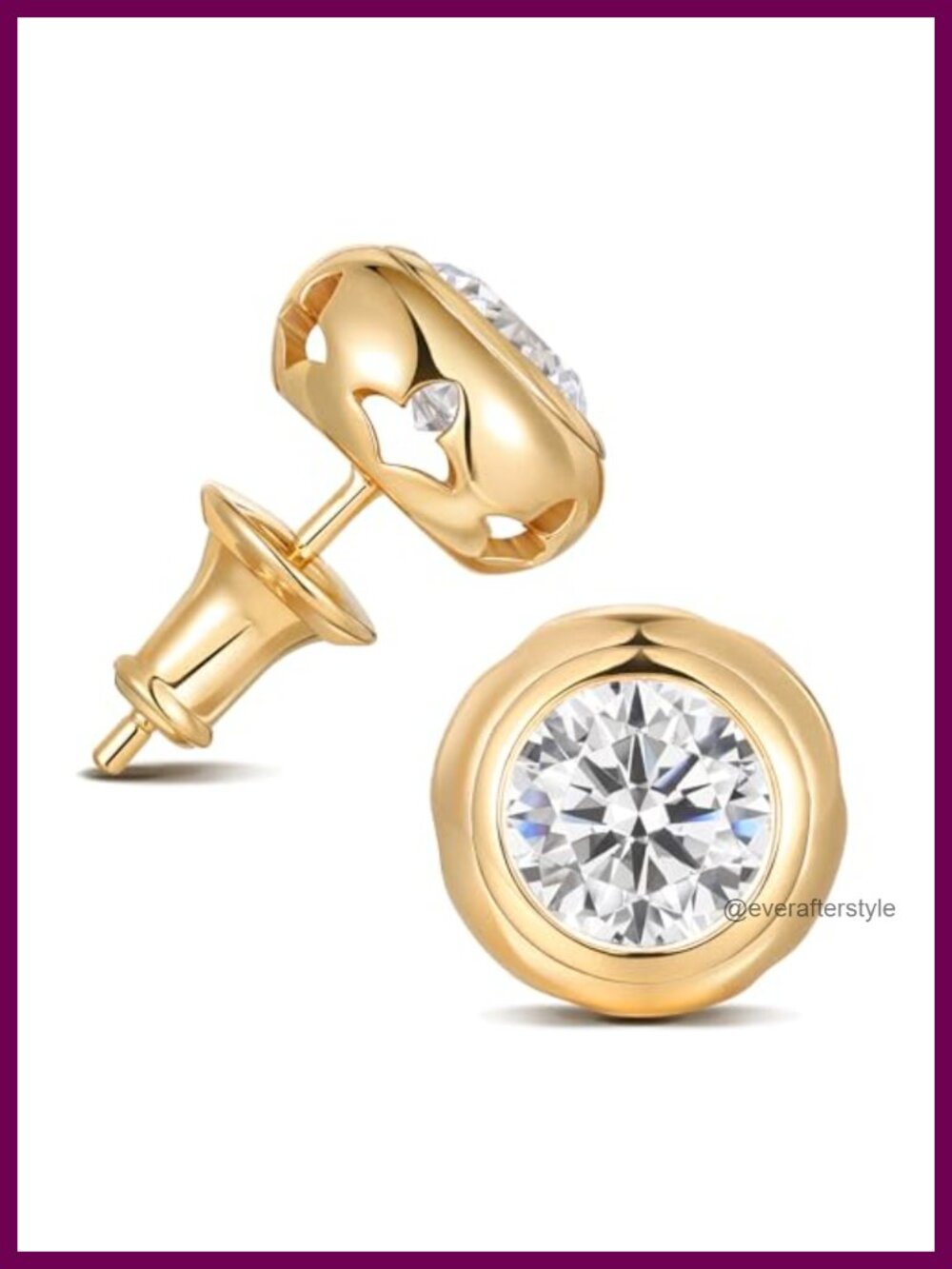 5A Cubic Zirconia Stud Earrings 925 Sterling Silver Rhodium Plated